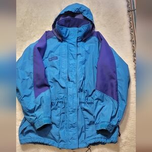 Vintage Columbia Double Whammy 2-in-1 Winter Parka womens XL Colorblock NO liner